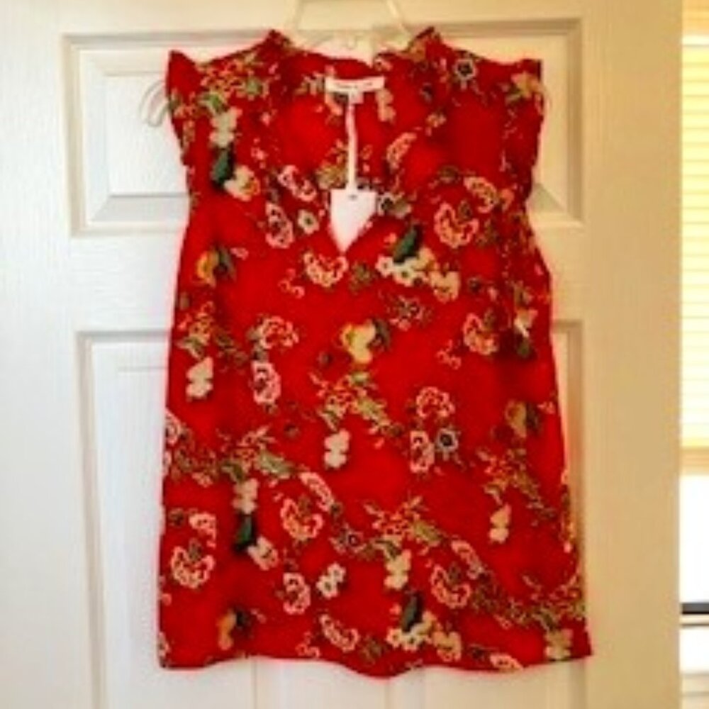 Rose & Olive Red Floral Sleeveless Blouse